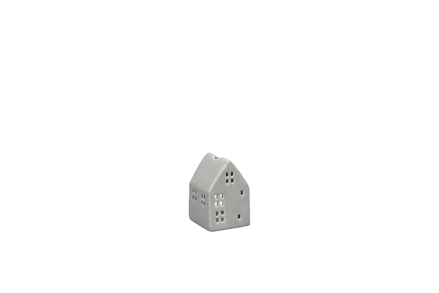 L. GLOW Home - Grey Ceramic House Shaped Tealight Holder, extra small