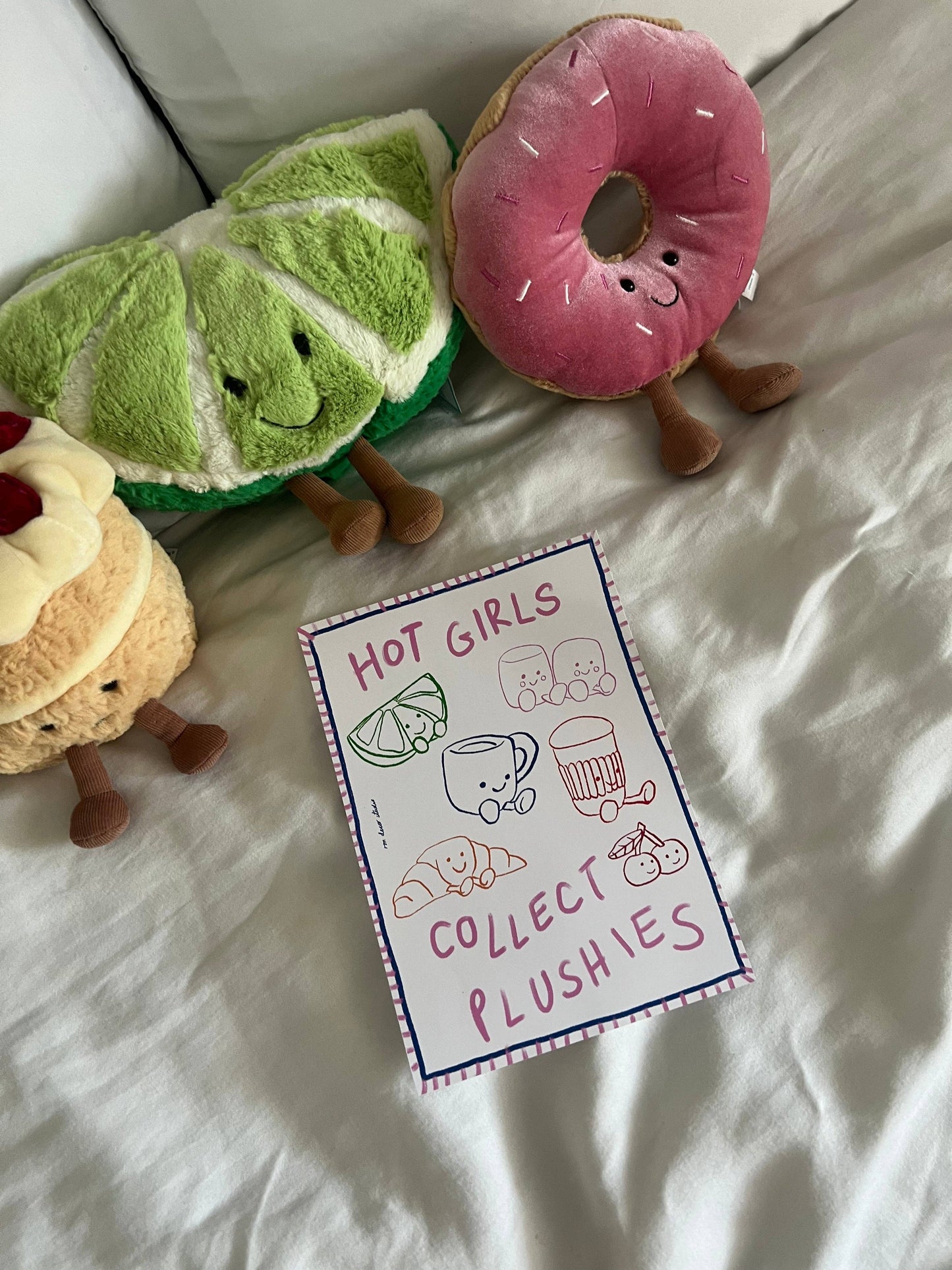 Hot Girls Collect Plushies Art Print - Jellycat soft toy inspired