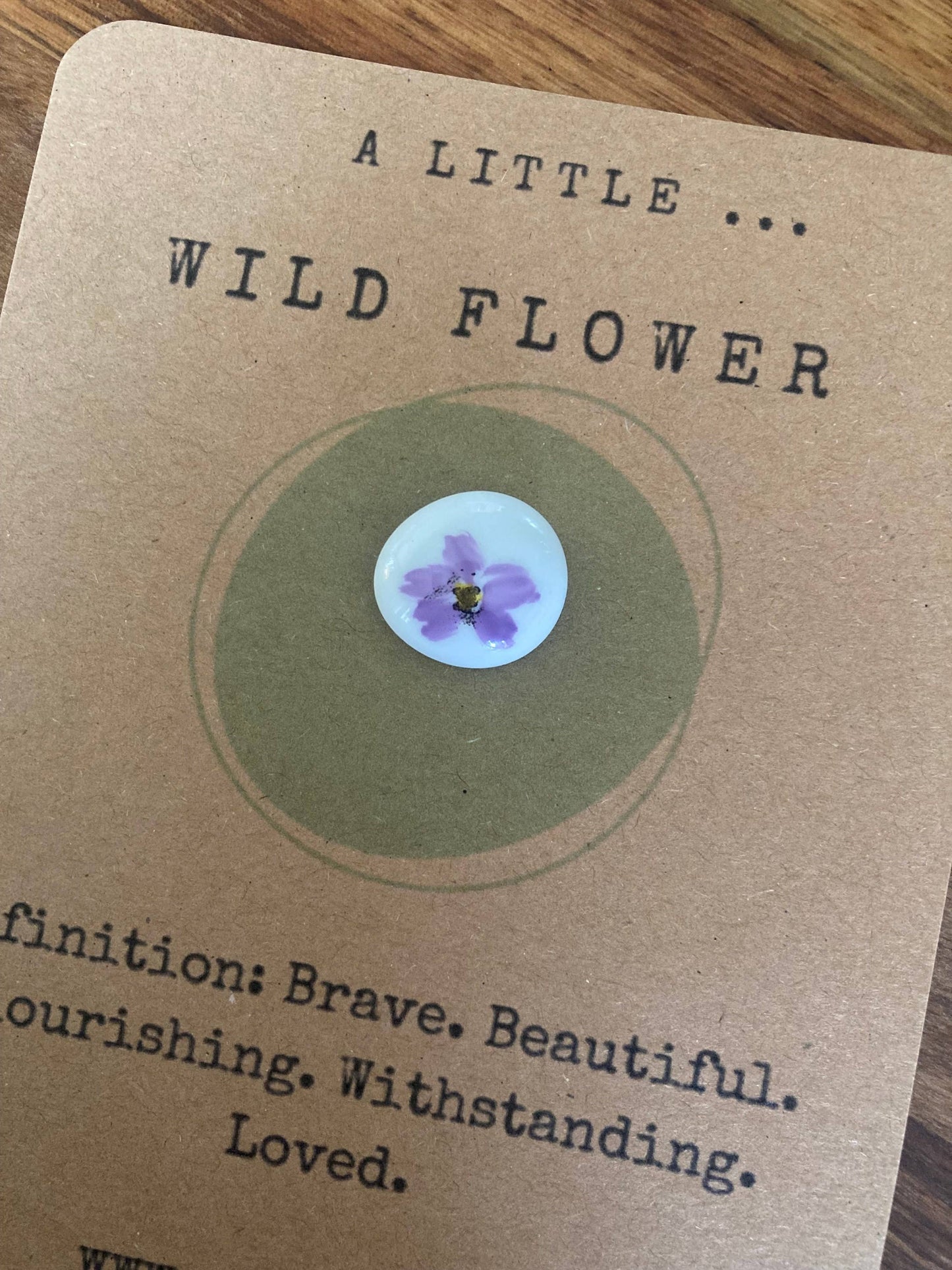 Pals in your Pocket - Personalized Wildflower Pebble With Purple Charm And Quote