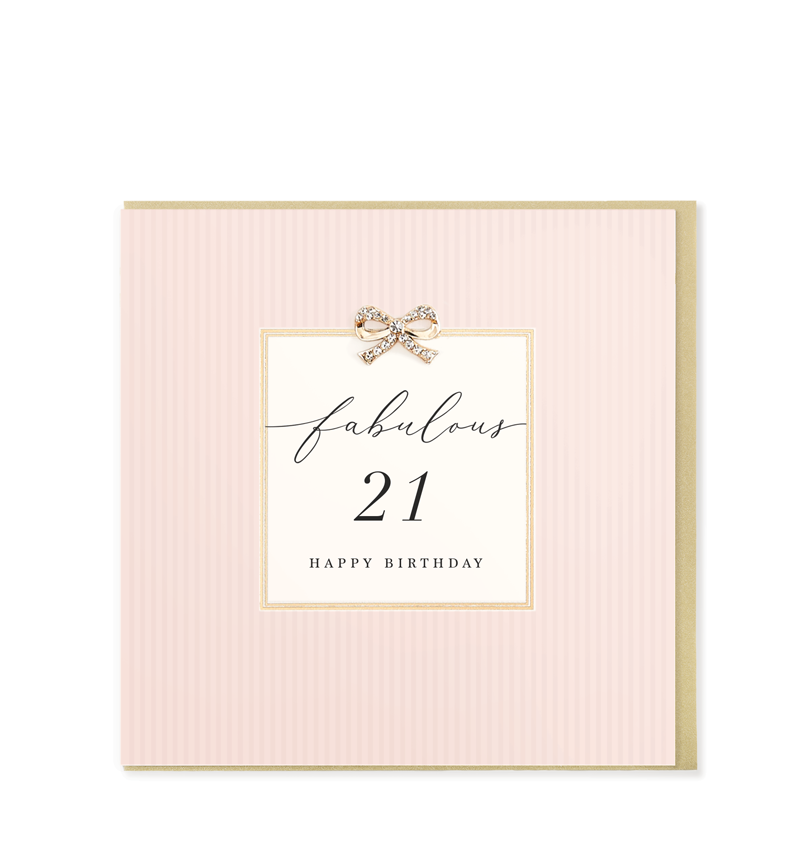 Hearts Designs - Fabulous 21 Happy Birthday, Embellished Greetings Card