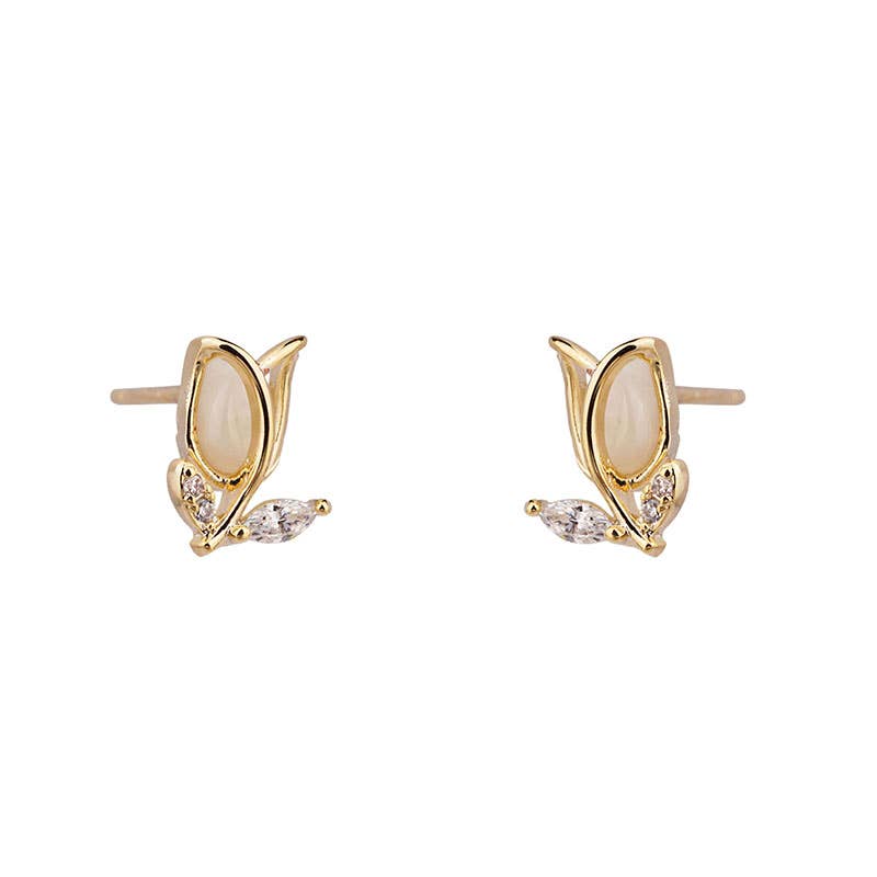 White Leaf - 7 Days Floral Earrings Box Set in Gold
