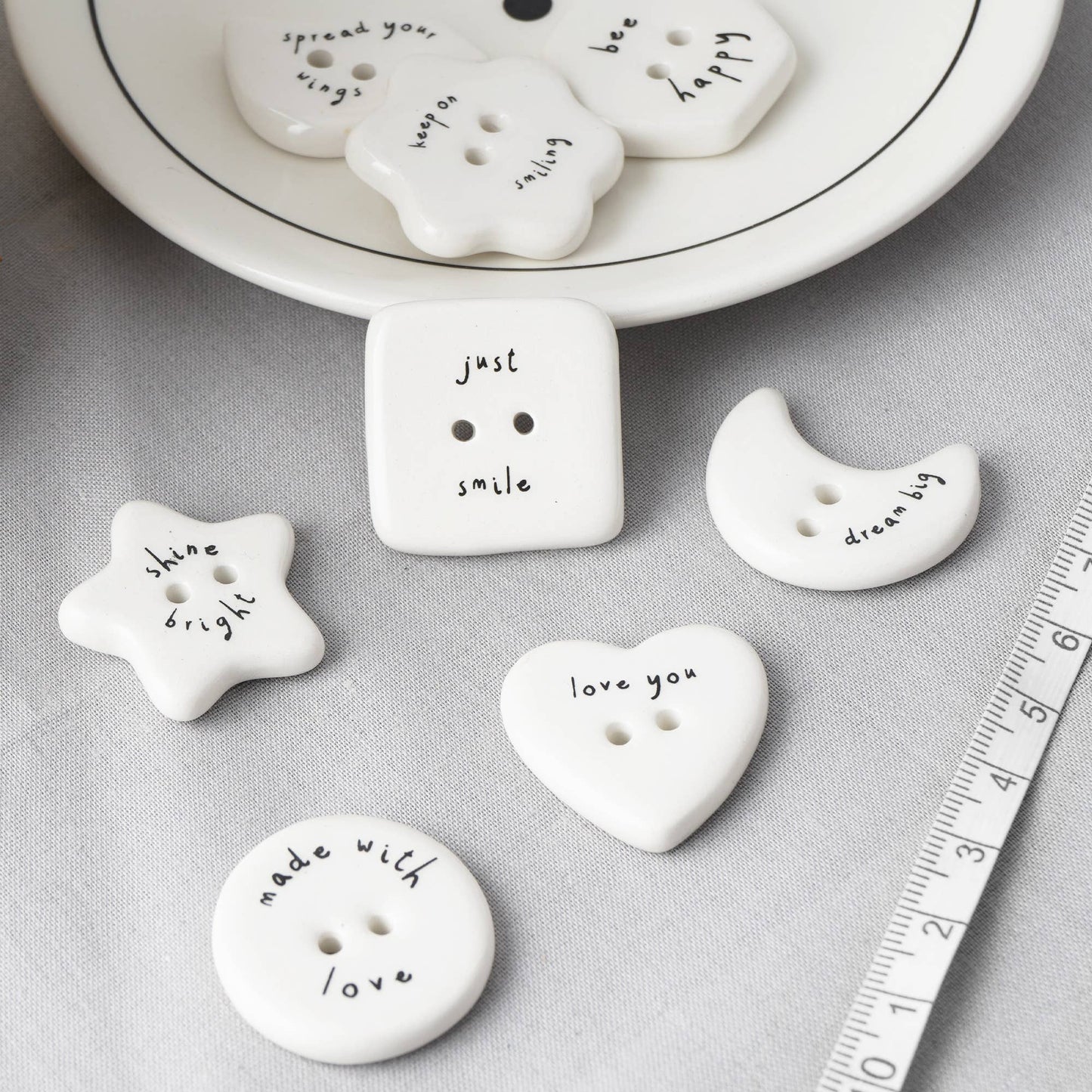 CGB Giftware - Send With Love 8 Assorted Ceramic Buttons In Dish