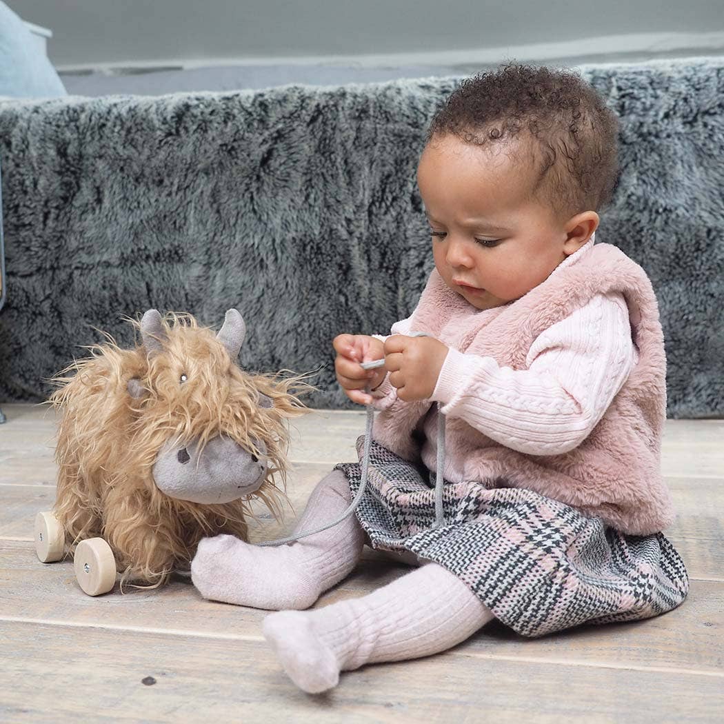 Little Bird Told Me Uk - Hubert Highland Cow Pull Along Toy