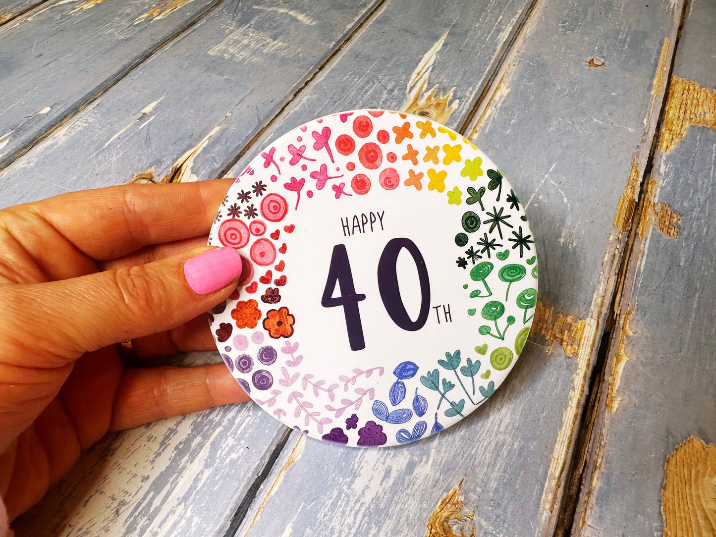 Little Heart - 40 Round Floral Ceramic Coaster