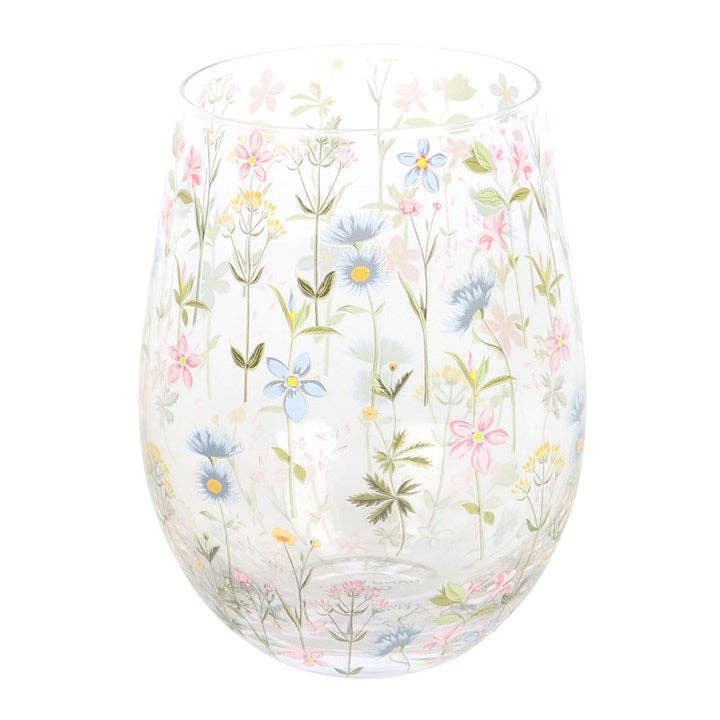 Floral Print Stemless Glass -birthday gift, mothers day gift