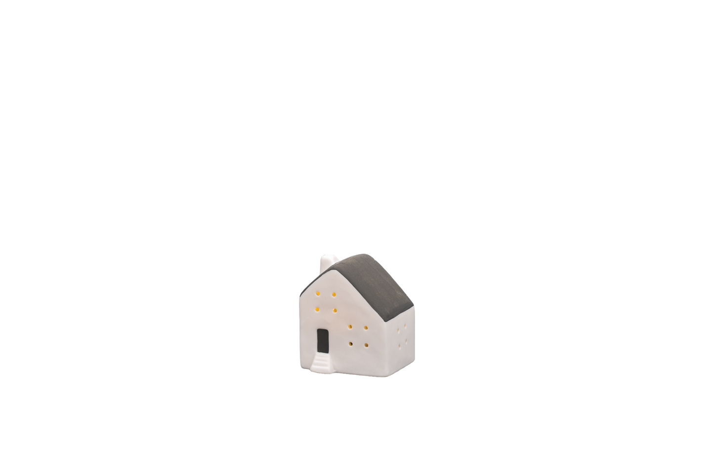 L. GLOW Home - White/Grey Roof Ceramic LED House B, extra small size