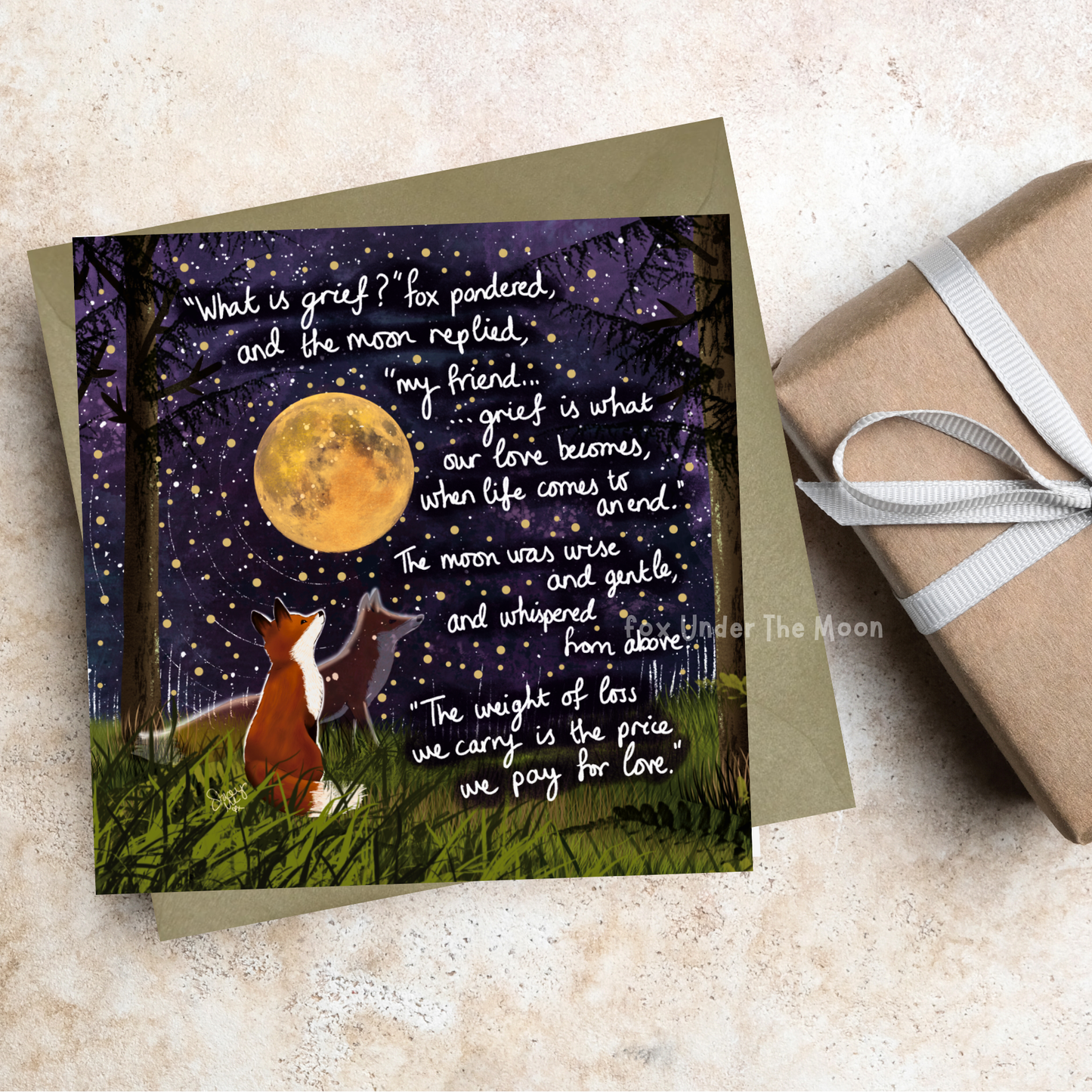 Fox Under The Moon - 'Grief' - Greeting Card From Fox Under The Moon
