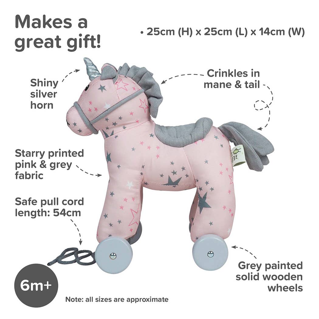 Little Bird Told Me Uk - Celeste Unicorn Pull Along Toy