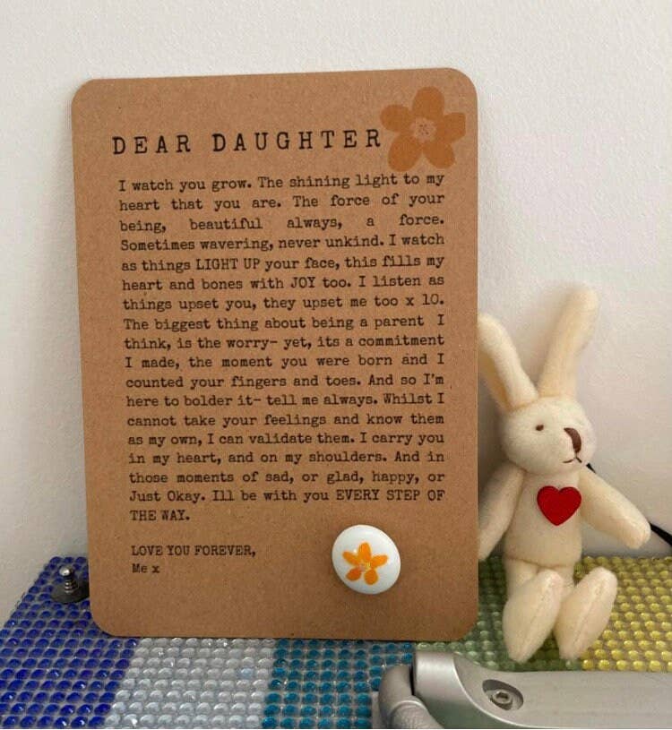 Pals in your Pocket - Dear Daughter. Letter To Daughter. Card. Pebble And Poem.