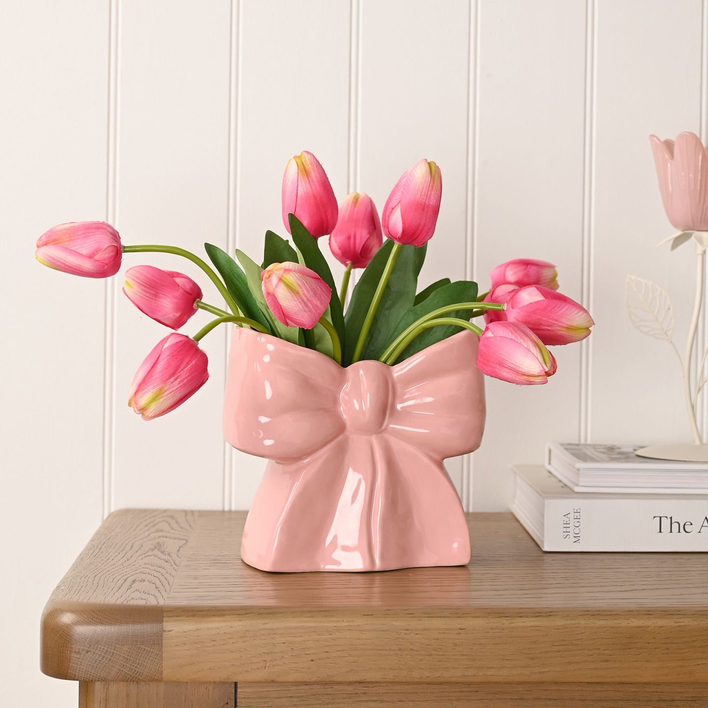 Pink ceramic BOW SHAPED VASE