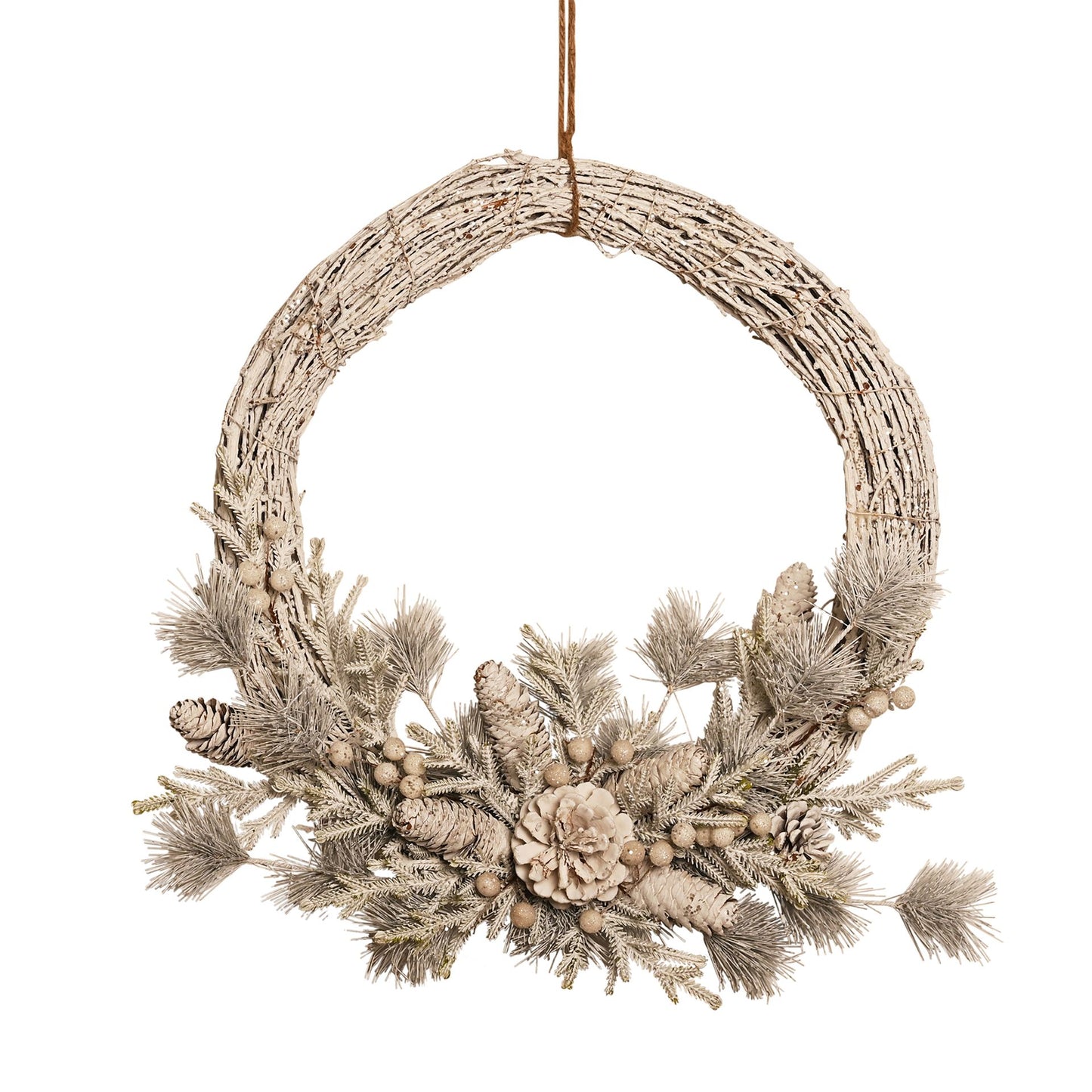 45CM WHITE FROSTED WREATH ADD TO BOARDS XMAS 25