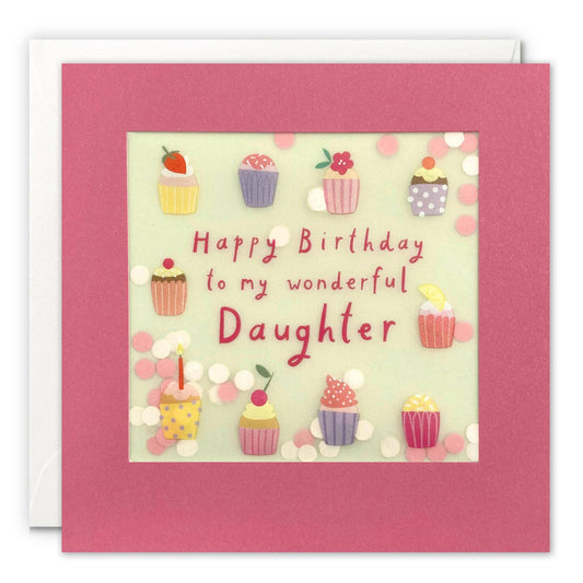 James Ellis - Daughter Cupcakes Confetti Birthday Card - Paper Shakies