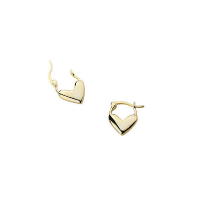 White Leaf - Heart Huggie Earring in Gold