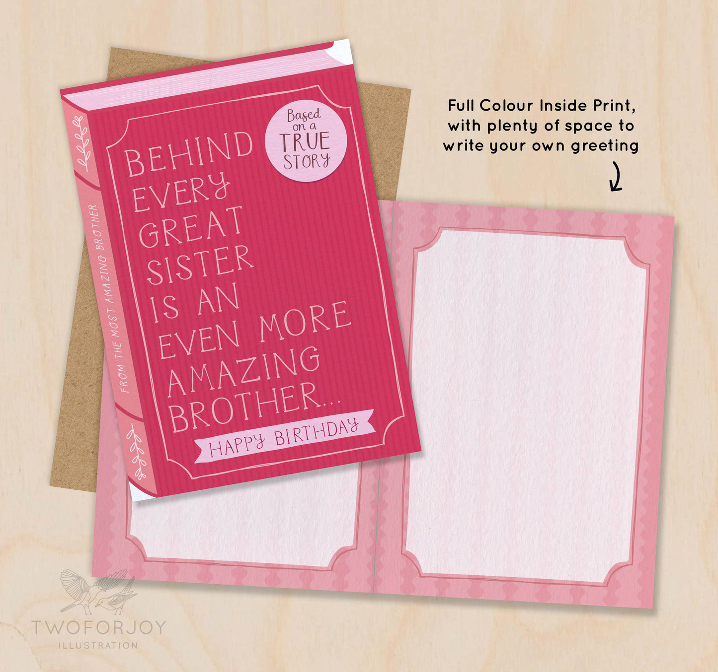 Two For Joy Illustration - Behind Every Great Sister is an Amazing Brother Card