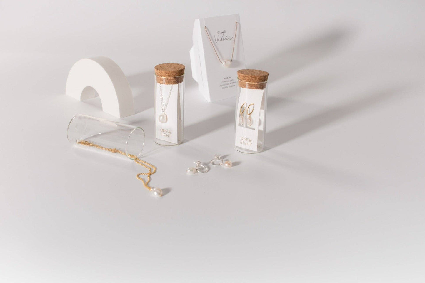 One & Eight - Gold Pearl Drop Studs