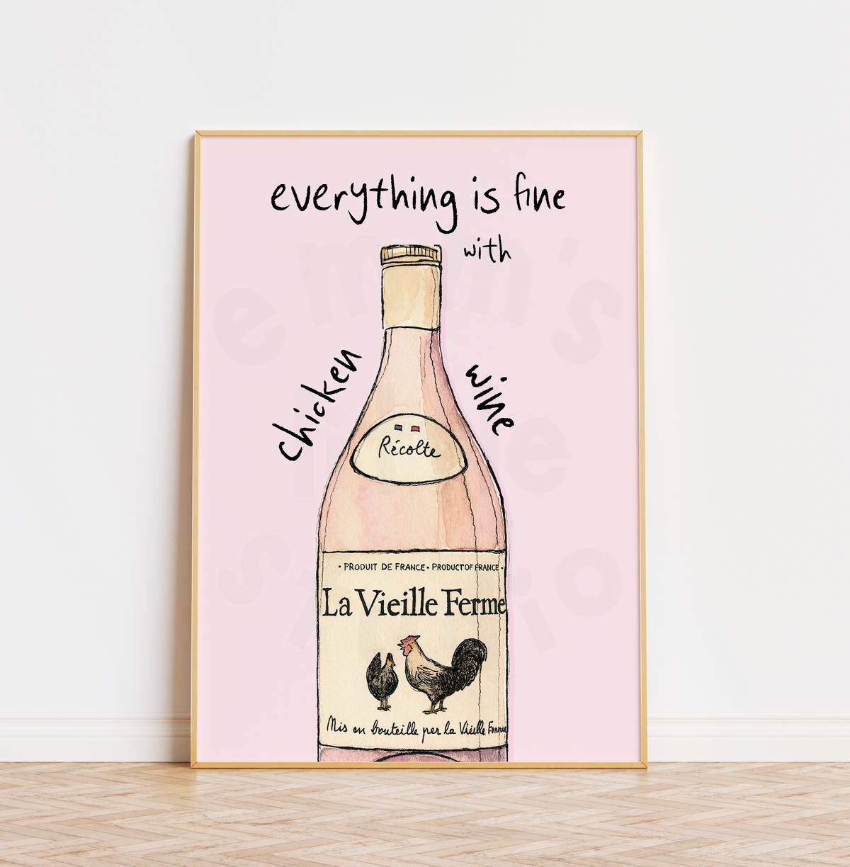 Emm's Little Studio - Chicken Wine Print
