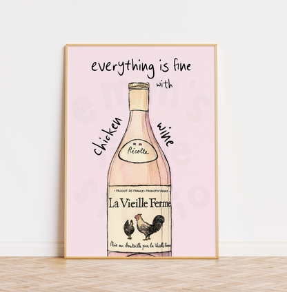 Emm's Little Studio - Chicken Wine Print