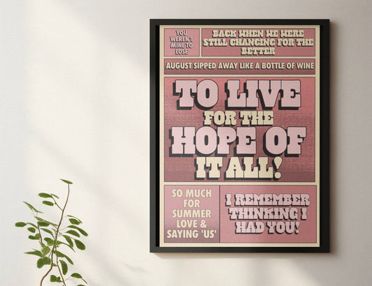 August - Taylor Swift inspired print