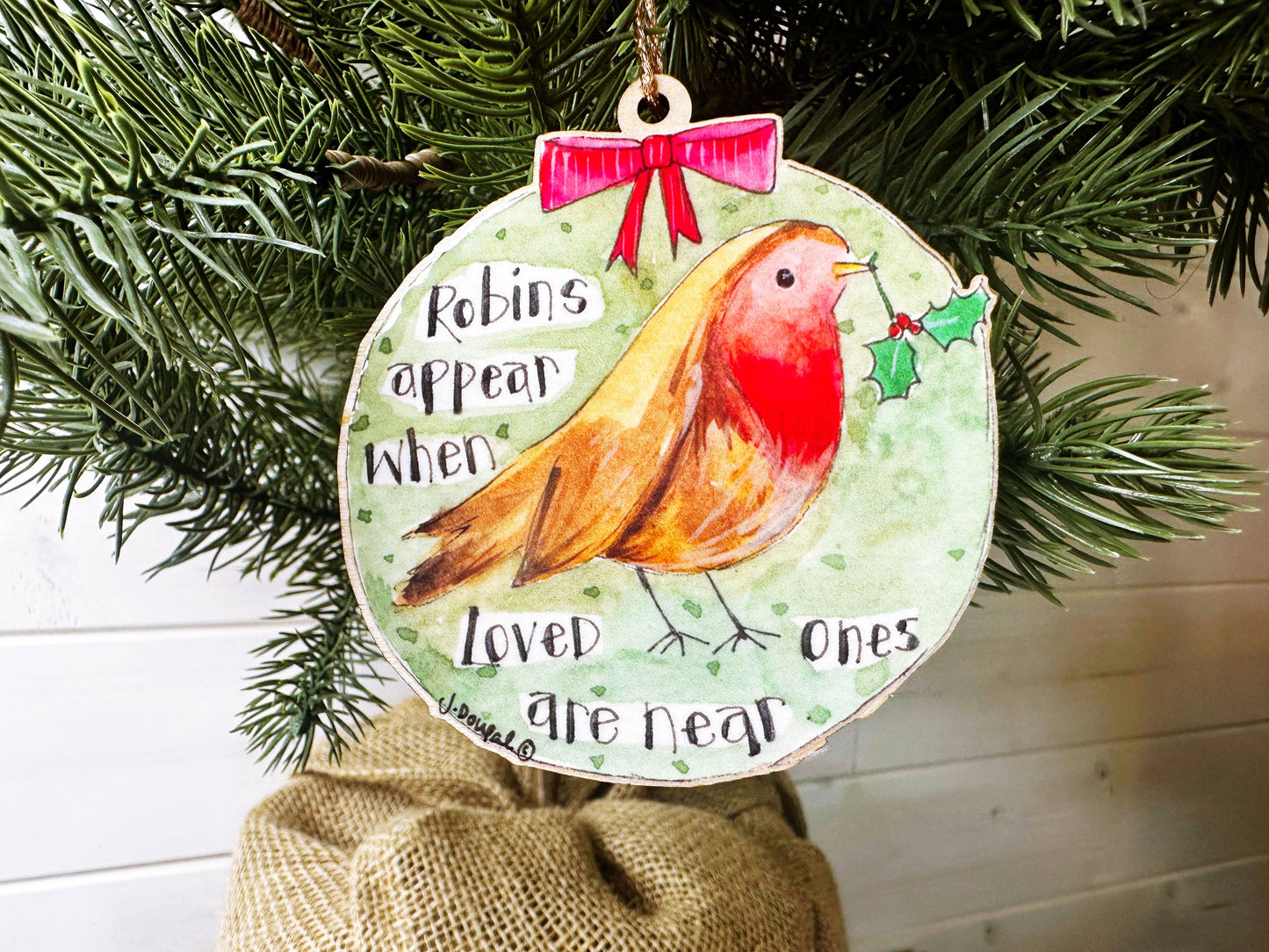 Little Heart - Wooden Hanging Robins Appear Little Christmas Decoration