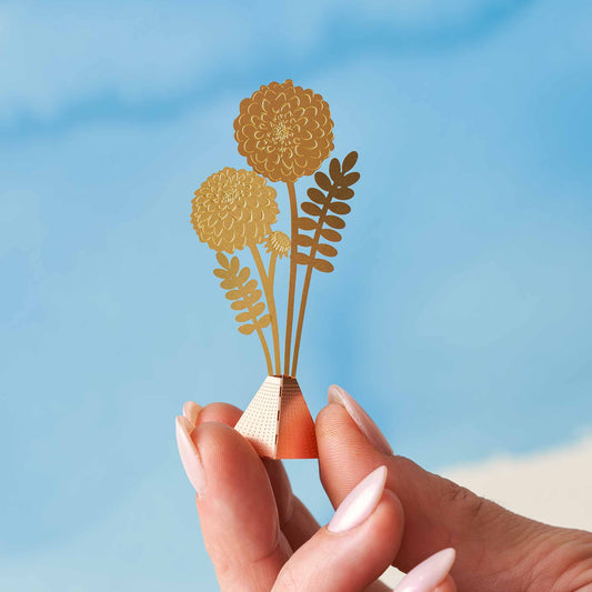 Dahlia Tiny Bouquet - Copper or Brass