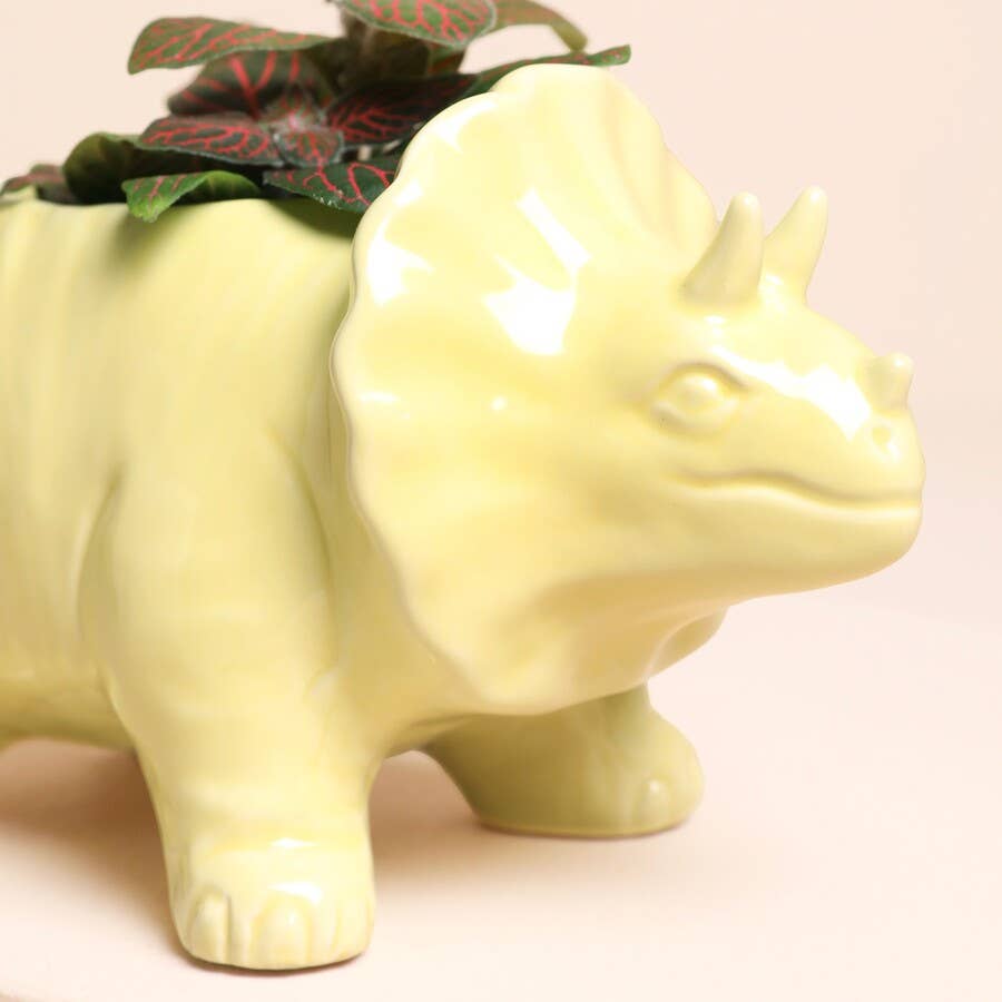 Lisa Angel - Yellow Triceratops Dinosaur Planter