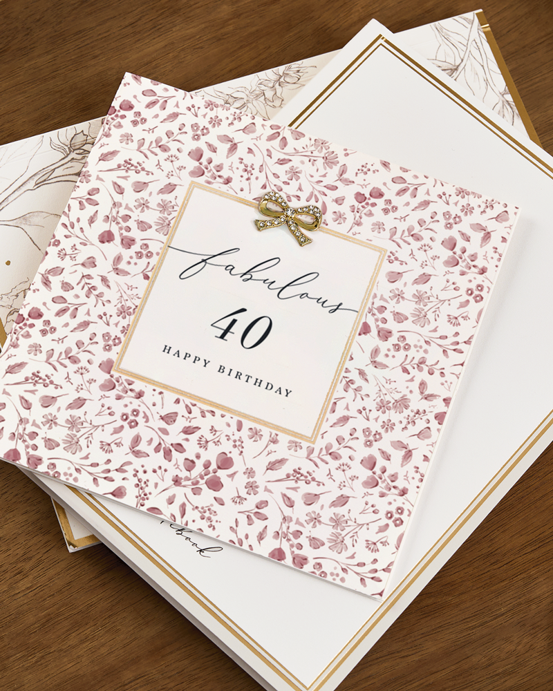Hearts Designs - Fabulous 40 Happy Birthday, Embellished Greetings Card 