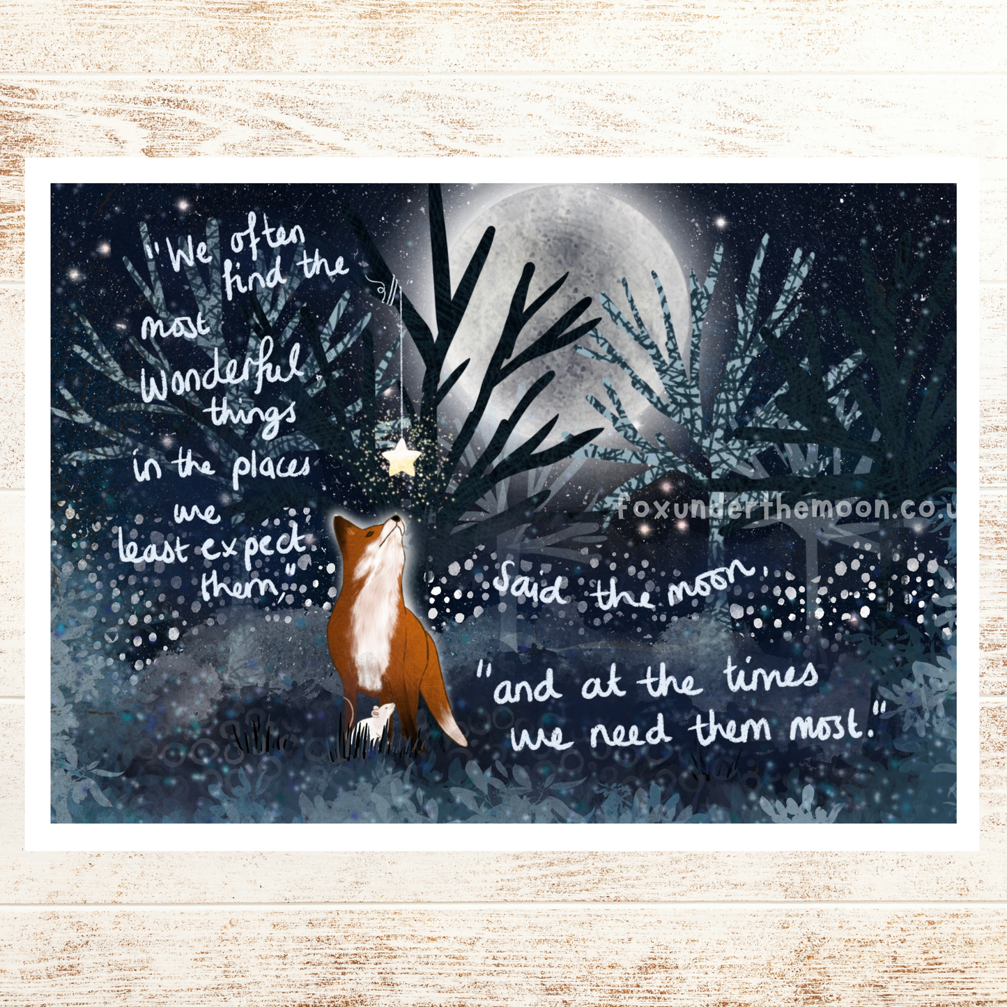Fox Under The Moon - A4 Art Print- Wonderful things