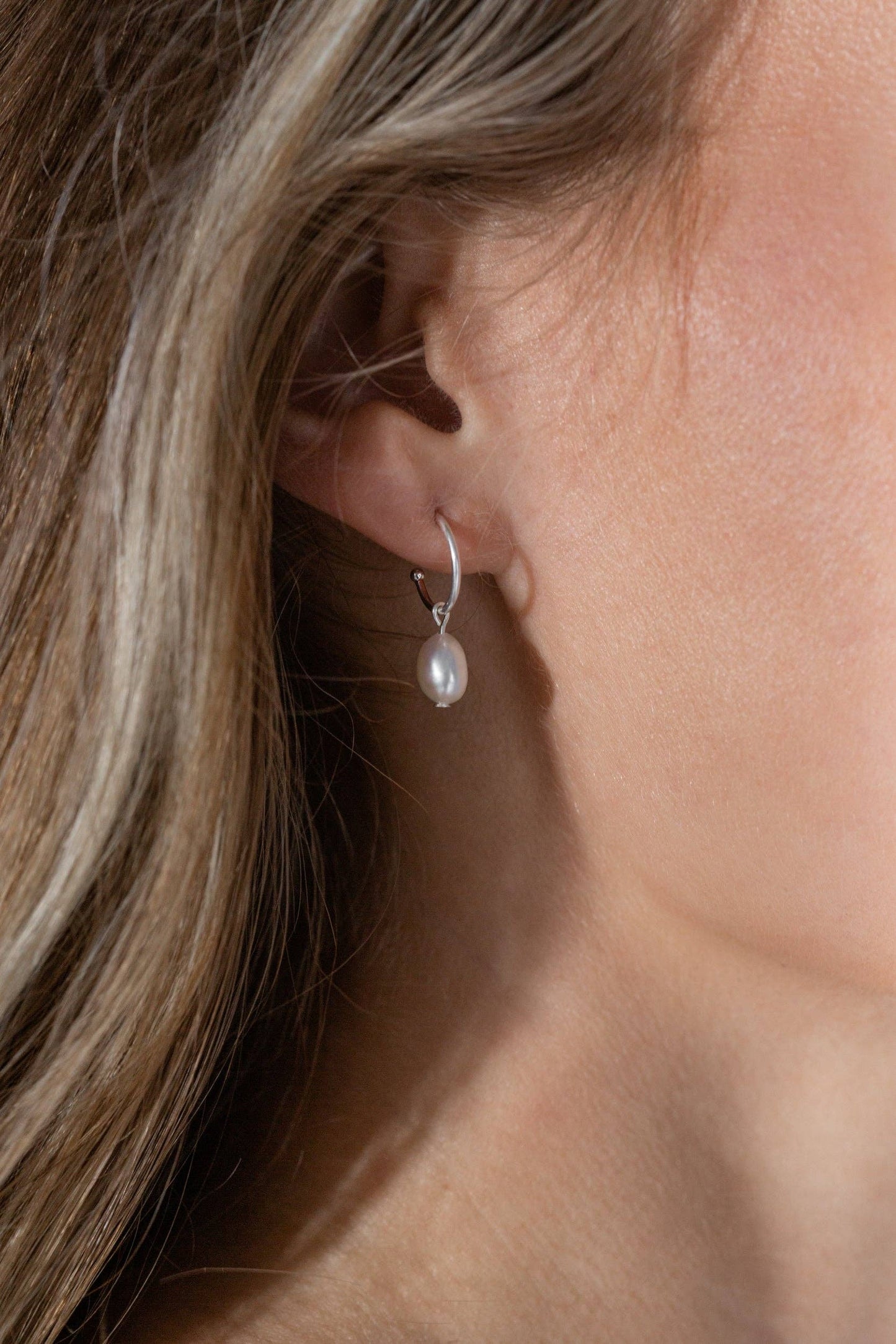One & Eight - Silver Pearl Drop Studs