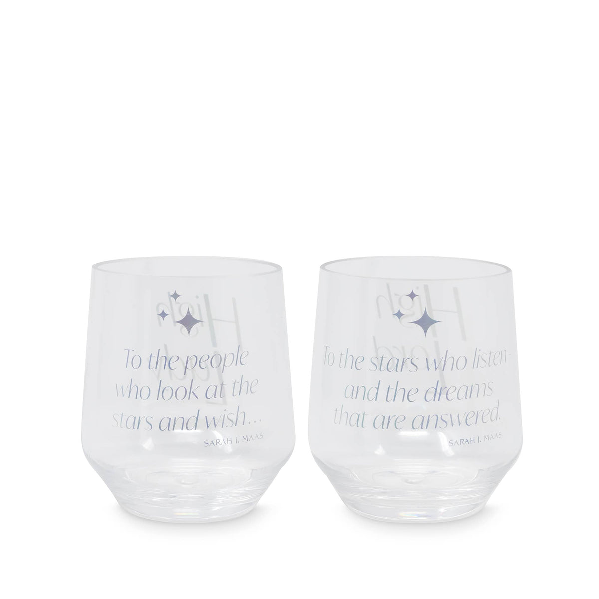 Sarah J. Maas By Lifeguard Press INTL - Acrylic Stemless Wine Glass Set, Night Court