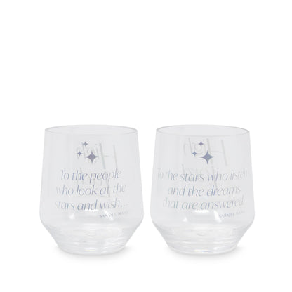 Sarah J. Maas By Lifeguard Press INTL - Acrylic Stemless Wine Glass Set, Night Court