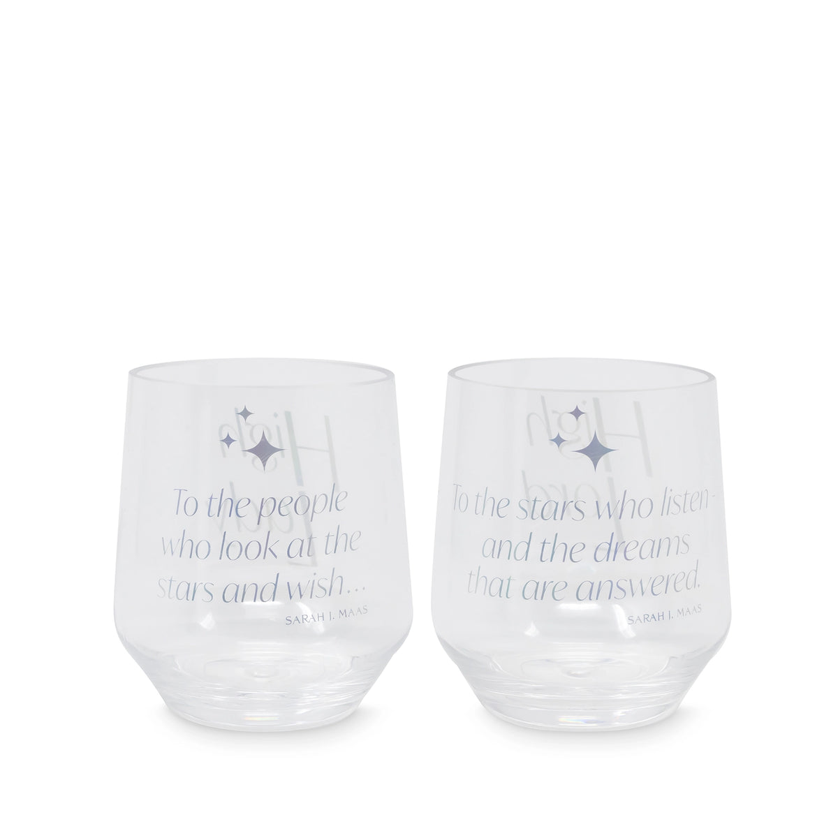 ACOTAR  - Official Licensed product by Sarah J Maas.      Acrylic Stemless Wine Glass Set, Night Court