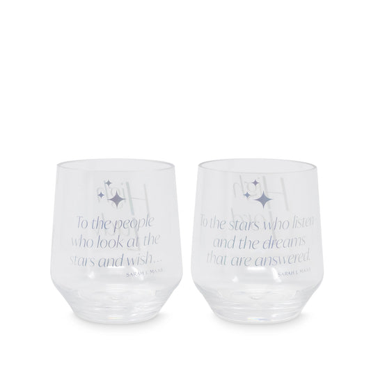 ACOTAR  - Official Licensed product by Sarah J Maas.      Acrylic Stemless Wine Glass Set, Night Court