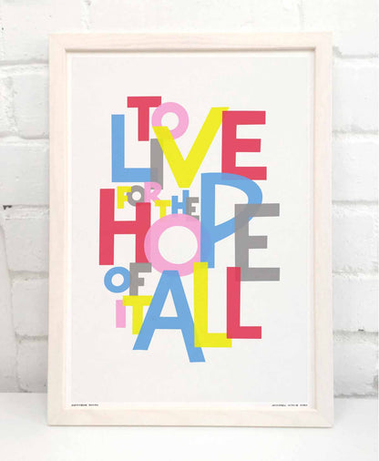Sketchbook Design - The Hope Of It All Song Lyric Typography Print