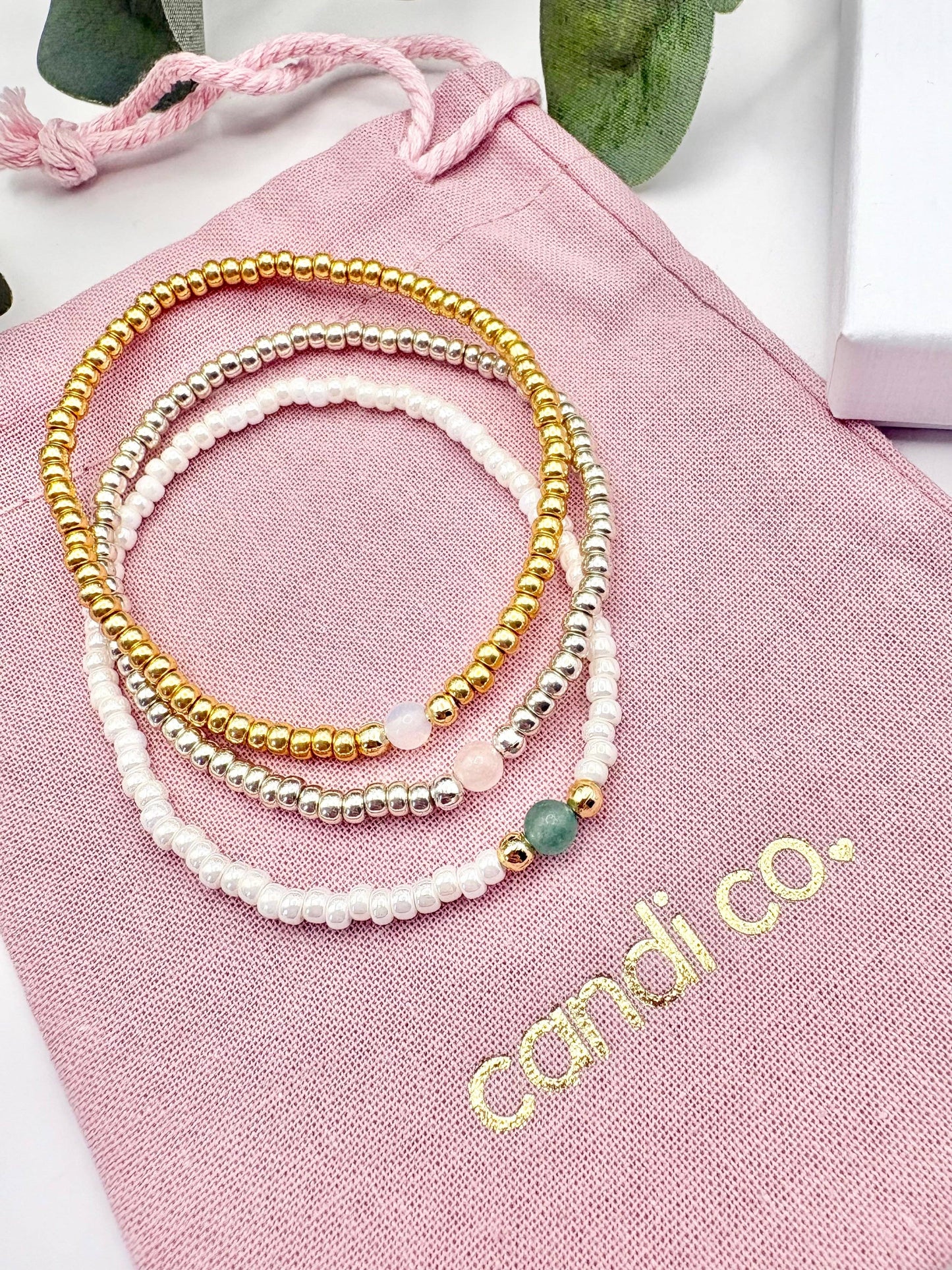 Candi Co Jewellery - Pastel Gemstone Seed Beaded Bracelet