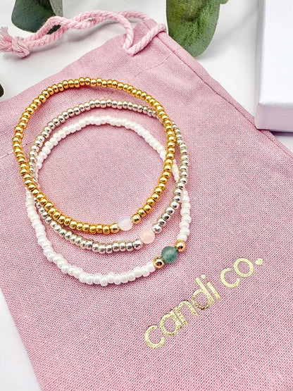 Candi Co Jewellery - Pastel Gemstone Seed Beaded Bracelet