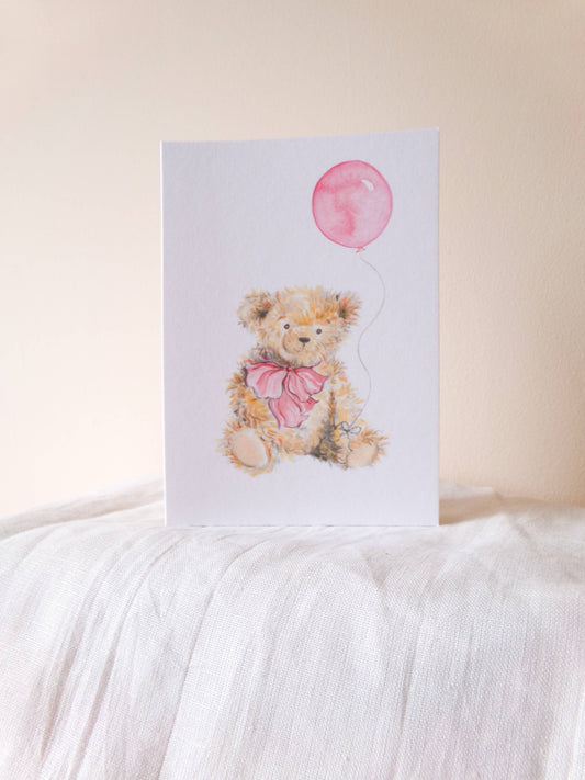La la lu - Teddy Bear Pink Greeting Card