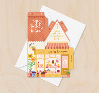 Two For Joy Illustration - Cake for Breakfast Birthday Card – 3D Slot Together Card