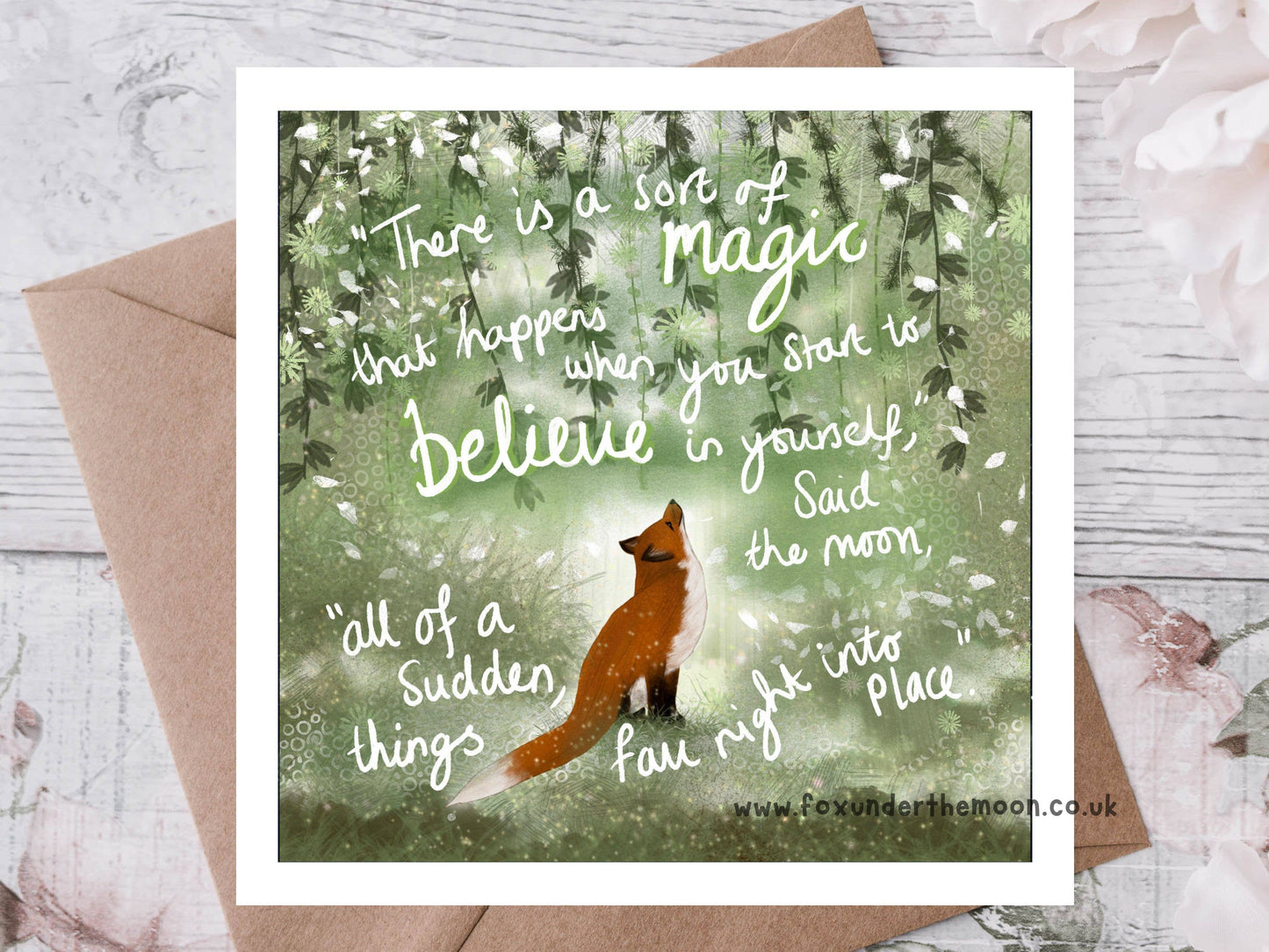 Fox Under The Moon - "Believe" Congratulations & Encouragement Card by Fox Under