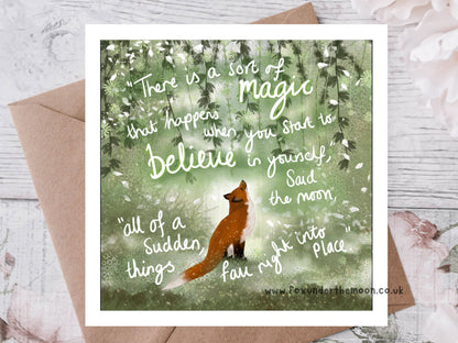Fox Under The Moon - "Believe" Congratulations & Encouragement Card by Fox Under