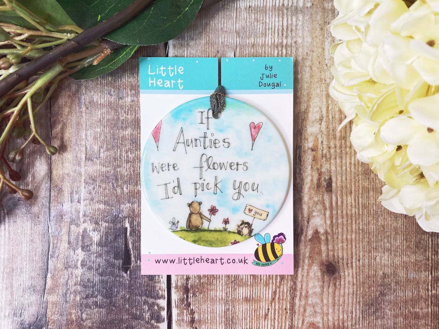 Little Heart - If Aunties were flowers I'd pick you Little Ceramic Hanging Circle