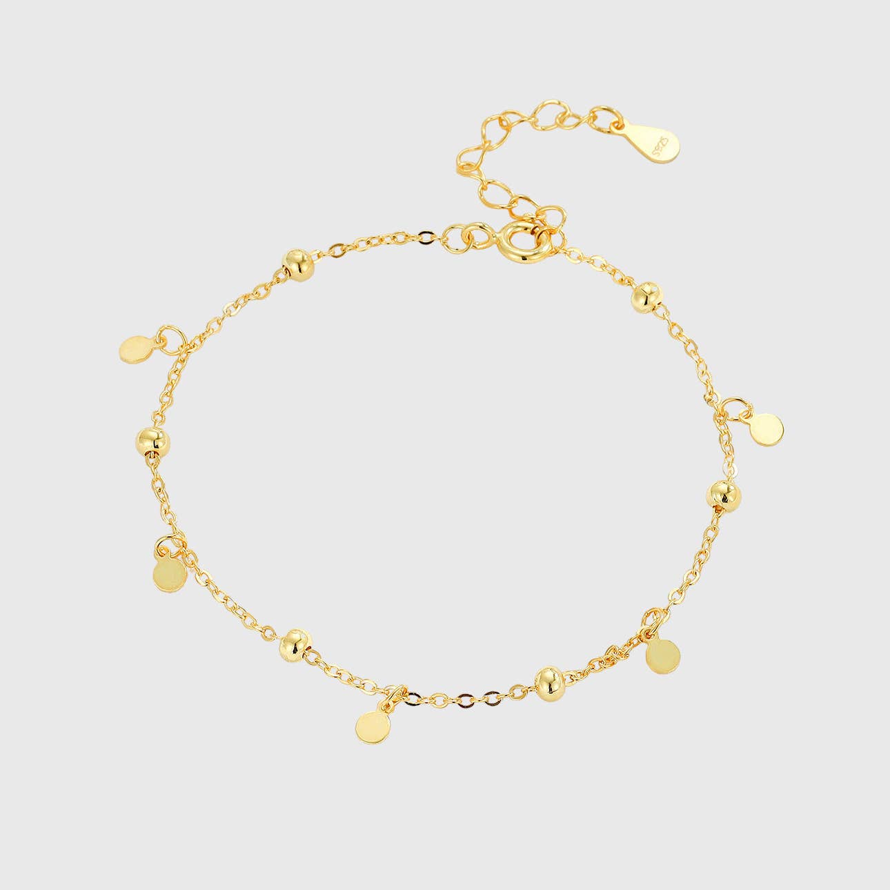 White Leaf - Ball & Disc Bracelet in Gold Plated Sterling Silver