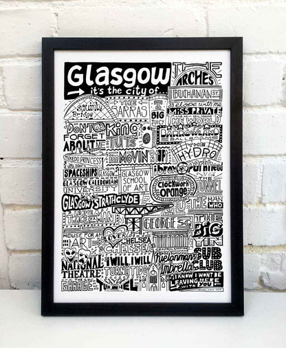 Sketchbook Design - Glasgow Landmarks It's The City Of Art Print