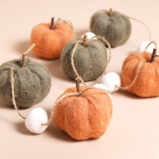 Lisa Angel - Green and Orange Pumpkin Felt Garland