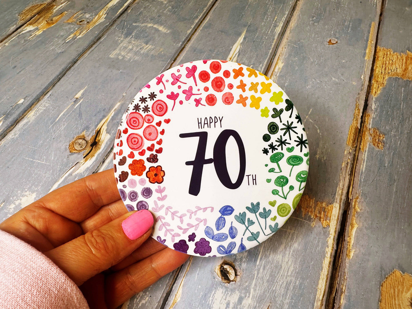 Little Heart - 70 Round Floral Ceramic Coaster