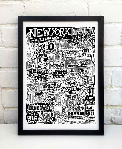 Sketchbook Design - New York City Landmarks It's The City Of Art Print