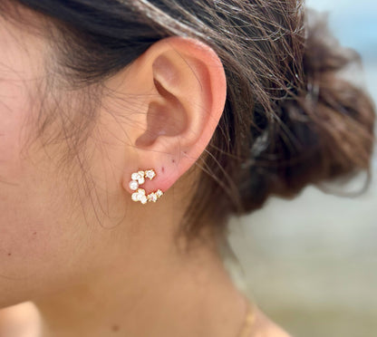 Ocean Ripples - 14ct Gold Plated Cubic Zirconia Flower Earrings