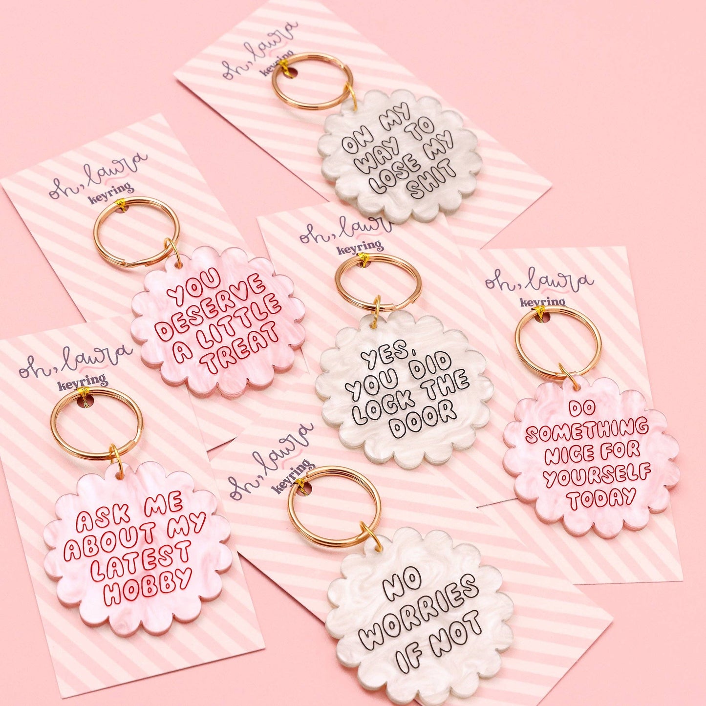 Oh, Laura - Acrylic keyring - ask me about my latest hobby