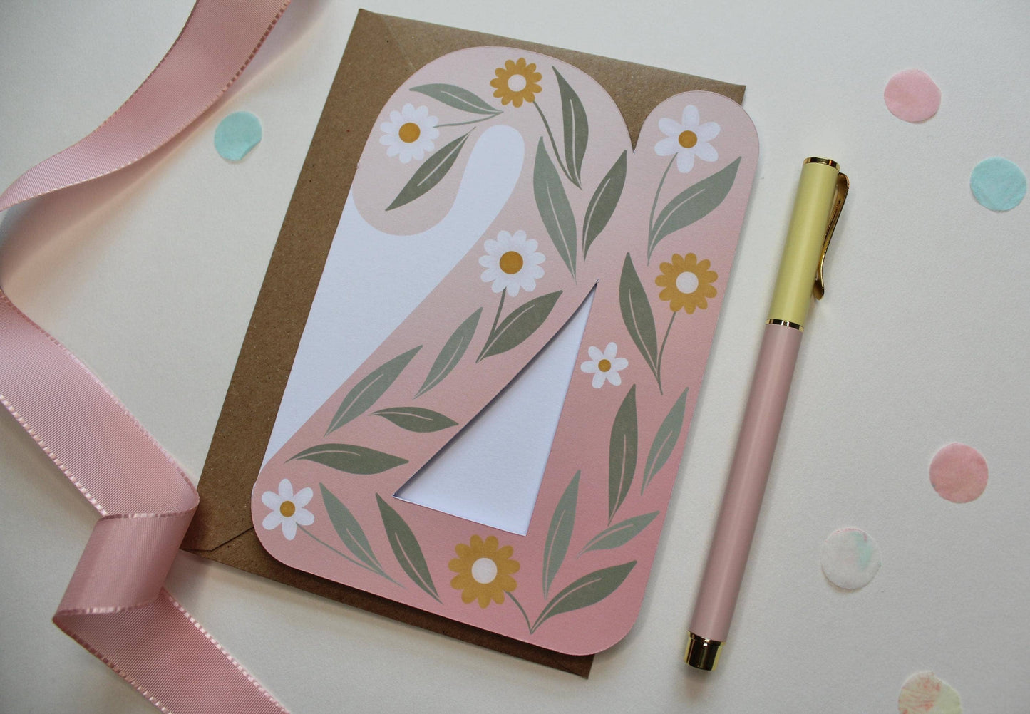 Ellice Owens Designs - 21st Birthday Card – Floral Cutout Design for Her