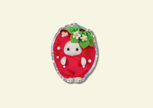 Shellflower - Strawberry Rabbit Glitter Vinyl Sticker 