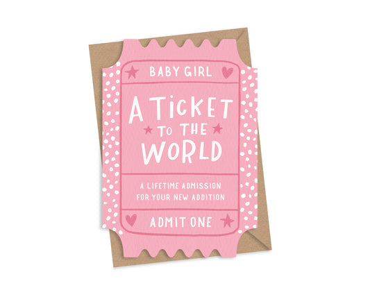 Dotty Black - Ticket To The World Baby Girl Card